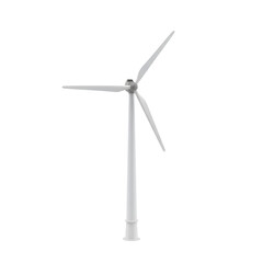 Wind turbine poised against isolated space generating clean energy production technology,