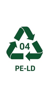 Recycling Symbol 04 PE-LD - Low-Density Polyethylene Material Identification.