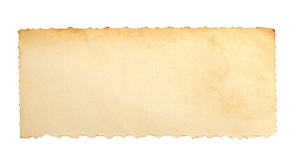 Rectangular piece of aged paper with burnt edges, isolated on black