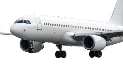 A white passenger jet sits on a runway, ready for flight, with engines visible