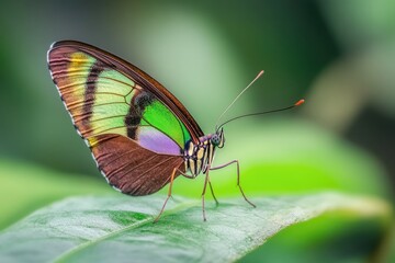 Vibrant butterfly perched on leaf
