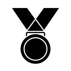 Minimalist Black Medal with Ribbon Vector Illustration Icon