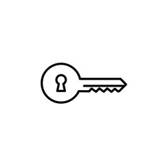 Modern Outline Key Vector Illustration with Keyhole Detail