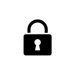 Minimalist Black Padlock Security Vector Illustration on White Background