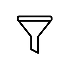 Minimalist Black Outline Funnel Vector Icon for Data Filtering and Sorting Illustration