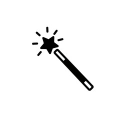Minimalist Black Magic Wand Vector Illustration with Sparkle