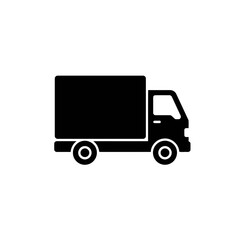 Minimalist Black Delivery Truck Vector Illustration Icon