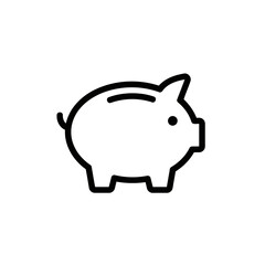 Minimalist Black Outline Piggy Bank Vector Icon Illustration