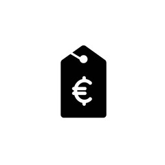Minimalist Black and White Euro Price Tag Vector Illustration