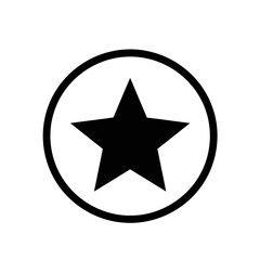 Simple Black Star in White Circle Vector Illustration Icon