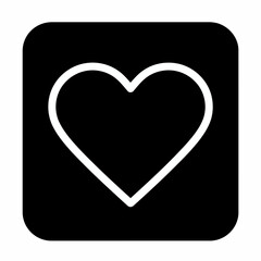 Minimalist White Heart Outline Vector Illustration on Black Rounded Square Background