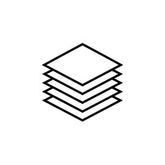 Minimalist Isometric Stacked Layers Vector Illustration in Black and White Outline