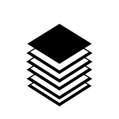 Minimalist Black and White Isometric Layers Stack Vector Illustration