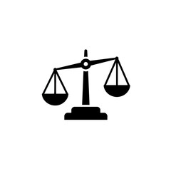 Minimalist Black Justice Scales Vector Illustration Icon on White Background