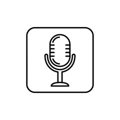 Minimalist Outline Microphone Vector Illustration in Rounded Square Icon Style