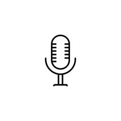 Minimalist Black Outline Studio Microphone Vector Illustration for Audio and Podcast