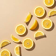 Bright Citrus Slices - A Refreshing and Vibrant Display of Lemons.