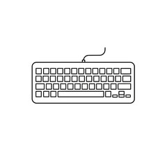 Minimalist Black and White Outline Wired Computer Keyboard Vector Illustration