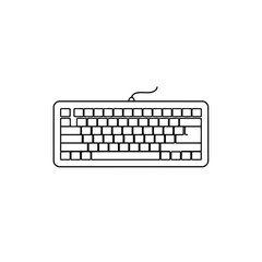 Minimalist Outline Computer Keyboard Vector Illustration