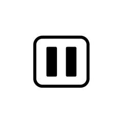 Minimalist Black and White Pause Button Interface Vector Icon Illustration