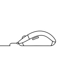 Minimalist Black Outline Vector Illustration of a Wired Computer Mouse