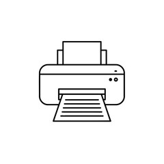 Minimalist Printer with Paper Output Line Art Vector Illustration