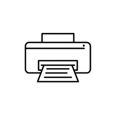 Minimalist Line Art Printer Icon Vector Illustration with Document Output
