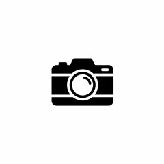Minimalist Black Solid Fill Camera Vector Illustration Icon