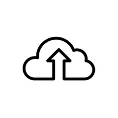 Minimalist Black Line Cloud Upload Vector Icon Illustration