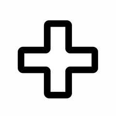 Minimalist Black Plus Sign Vector Illustration with Rounded Corners on White Background