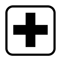 Minimalist Black Plus Sign Vector Illustration in Rounded Square Icon