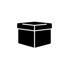 Minimalist Black Solid Box Vector Illustration with Lid Perspective