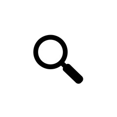 Clean Minimalist Black Magnifying Glass Outline Icon Vector Illustration