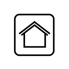 Minimalist Black Outline Home Vector Icon in Rounded Square Frame Illustration