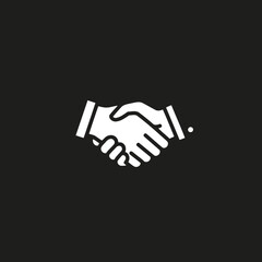 Minimalist White Handshake Vector Illustration on Black Background