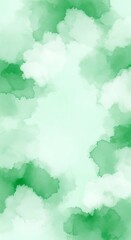 Obraz premium Ethereal Green Watercolor Cloudscape - A Serene and Dreamy Abstract Art.