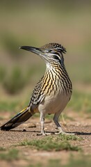 Roadrunner Standing Tall - A Striking Portrait in the Desert Landscape.