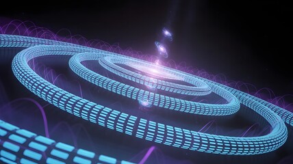 Surreal sci-fi galaxy illustration where stars become luminous neural connections with flowing binary code and radiant neon cosmic energy