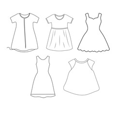 vector illustration of a set of women clothes