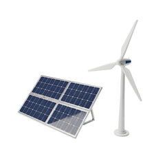 solar panels and wind turbine