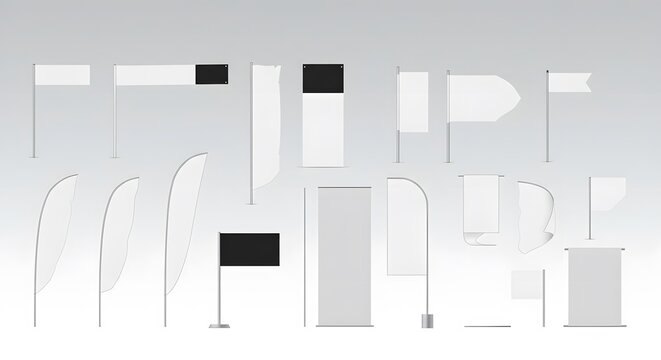 Blank advertising flags mockup
