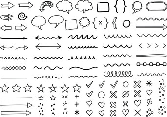 Hand Drawn Doodle Arrows, Speech Bubbles, Dividers and Design Elements for Creative Graphic Projects
