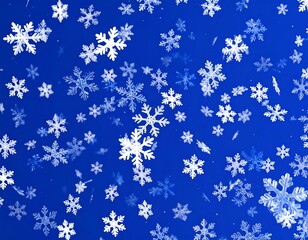 Falling snowflakes on a blue background
