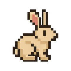 Fototapeta premium PNG Pixelated rabbit in retro style.