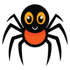 spider, black, orange, cartoon, friendly, cute, illustration, vector, web, arachnid, creepy, adorable,