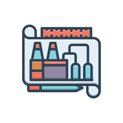 Color illustration icon for industrial design