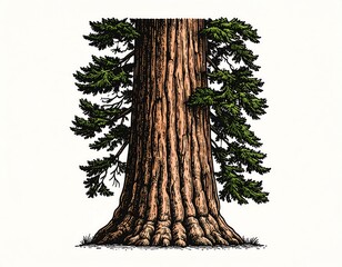 Detailed illustration of a giant sequoia tree (1)