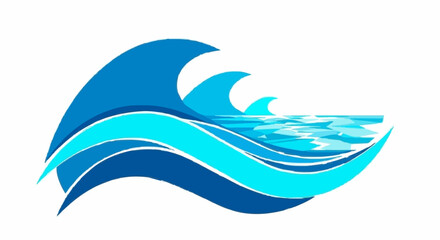 Naklejka premium Abstract blue ocean waves graphic design illustration with dynamic water elements and flowing motion, perfect for branding or decorative purposes