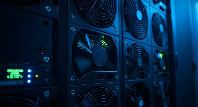 Dark server room equipment