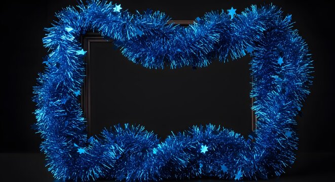 Blue tinsel frame
